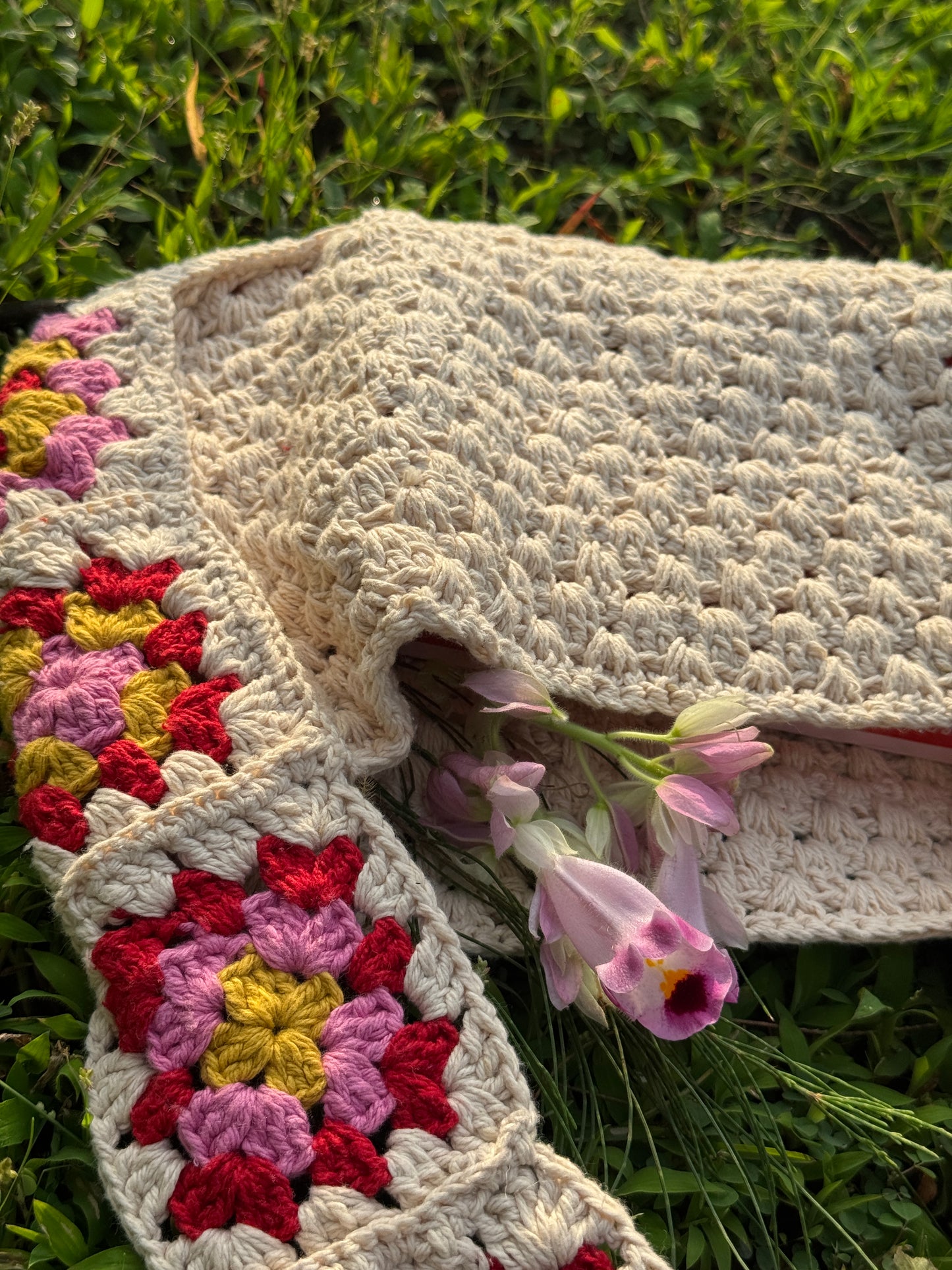 Floral Crochet Tote Bag