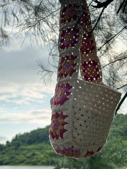 Floral Crochet Tote Bag