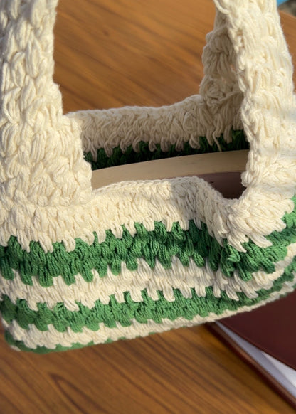 Green Striped Crochet Mini Bag